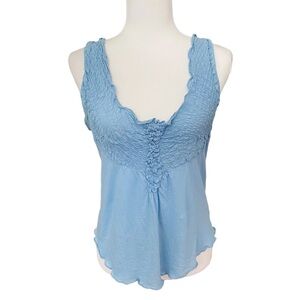 Vintage Y2K Armani Exchange A|X Smocked Tank Blue Juniors L Womens XS Small